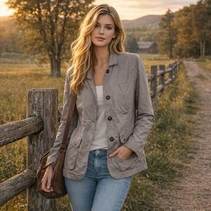 Orvis Lightweight Utility Field Jacket Taupe Gray Women's Size Medium *NWOT*